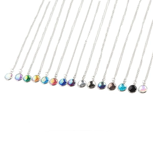 Mirror Finish Stainless Steel Necklace With Round Mermaid Fish Scale Pendant Colorful Fashion Jewelry For Women
