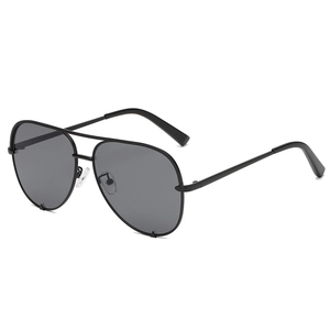 Classic black metal aviator sunglasses with double bridge and dark lenses for men and women