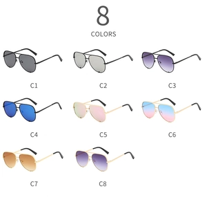 Classic aviator sunglasses collection in eight colors with double-bridge metal frames