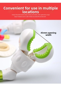 Universal plastic stroller clip for baby toys with 45mm wide jaw opening detail