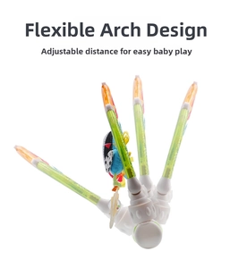 Adjustable arch for stroller with ocean animal plush toys and textured teething rings