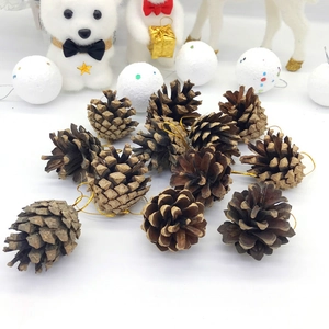 Ornements Suspendus En Pommes De Pin Naturelles Avec Cordons Dorés Pour Décoration De Sapin De Noël Couronne DIY Fête