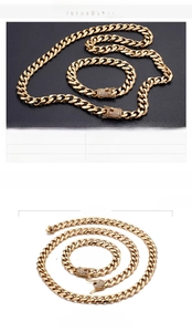 Tableau des tailles détaillé pour parure chaîne cubaine 15mm en acier plaqué or 18K et zircon