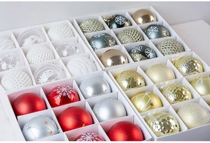 Top view of 8cm Christmas ornaments set with snowflake patterns and mixed textures