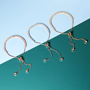 Détails de bracelets ajustables en or rose, argent et or sertis de zircons de 3mm
