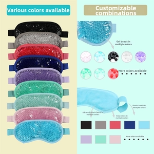 Detail of colorful gel beads and soft plush fabric on cold and hot therapy eye masks