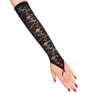 Lange Blumige Spitze Fingerlose Brauthandschuhe Mit Strass Fingerhaken Langarm Handschuhe Für Hochzeit Party Damen Schmuck
