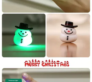 Detail of LED snowman ring in snowflake style showing glowing green and standard modes