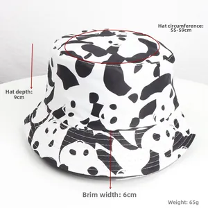 Detailed sizing specifications for panda print reversible cotton bucket hat