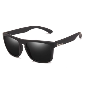 Polarized matte black square sports sunglasses for outdoor driving and cycling protection