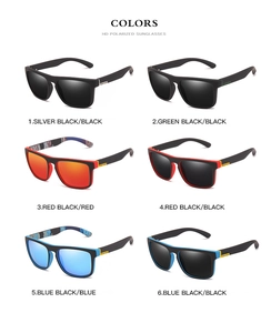 Six colors of HD polarized sports sunglasses for cycling and driving in a grid layout
