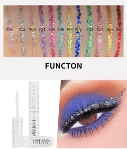12-color glitter liquid eyeliner set, sparkling metallic eyeshadow makeup, long-lasting.