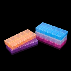 Colorful 10-compartment transparent plastic organizer boxes for jewelry and small accessories