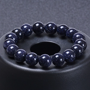 Natural Blue Sandstone Beaded Bracelet Starry Sky Round Crystal Beads Energy Hand String For Women Men