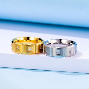 8mm titanium steel rings in gold and silver matte brushed finish with crystals