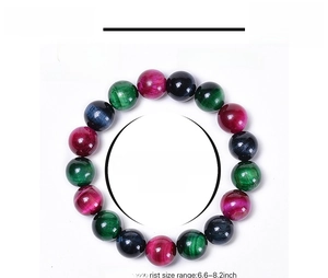 Tableau des tailles détaillé pour bracelet œil de tigre multicolore 12mm avec poids