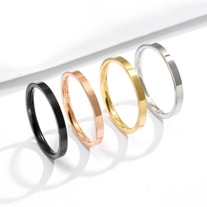 Polished minimalist stainless steel rings in black, rose gold, gold and silver finishes