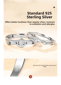 Detailed macro view showing S925 sterling silver hallmark inside the couple rings band