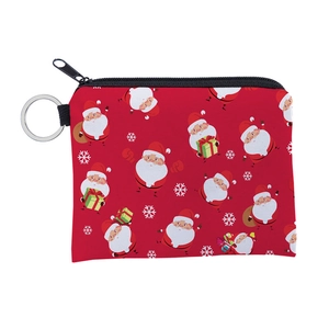 Waterproof Christmas coin purse with Santa Claus pattern and metal keychain ring