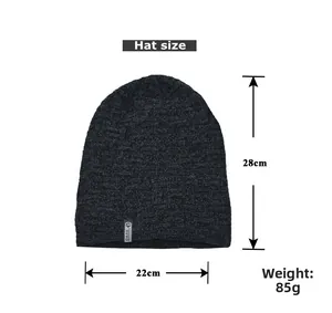 Detailed size chart for winter chenille beanie showing 28cm height and 22cm width dimensions