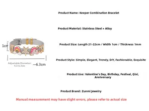Adjustable stainless steel mesh bracelet with rainbow and unicorn charms detail