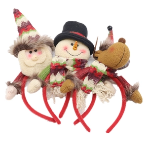 Three festive Christmas headbands featuring Santa, Snowman and Reindeer on a white background