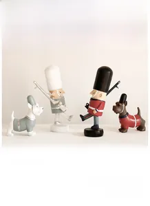 Set of four British soldier guards and Scottish Terrier dog figurines for home decor