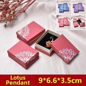 Detail of 9x6.6x3.5cm jewelry gift boxes with silver lotus pattern and soft flocking lining
