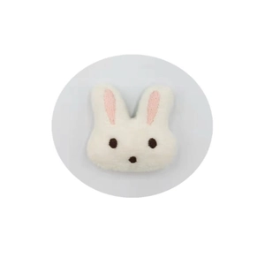 Cute white plush bunny head brooch for backpacks and hats with soft texture