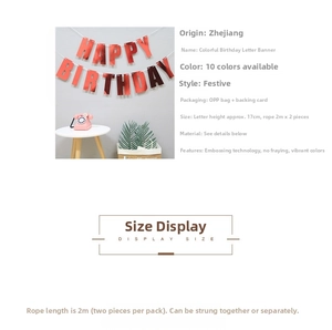 Close-up of metallic red Happy Birthday banner letters featuring clean laser-cut edges