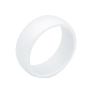 Minimalist white 8.7mm silicone athletic ring for men shown from a top-down view