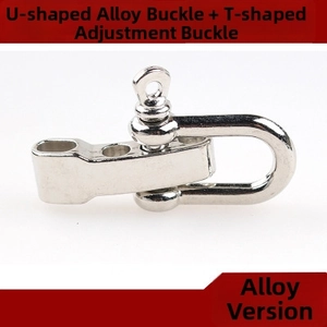 U-shaped alloy buckle with T-shaped adjuster and three holes for paracord bracelets