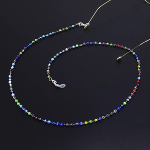 Colorful Evil Eye glass bead glasses chain with lobster clasps and silicone loops