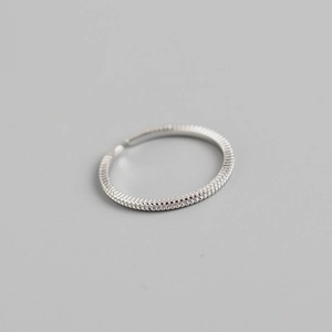 Minimalist S925 sterling silver open ring featuring a delicate beaded texture design
