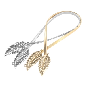 Set of gold and silver elastic leaf metal belts for dresses with snake chain design