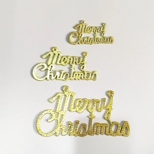 Golden Merry Christmas hanging signs in three sizes with glitter metallic texture
