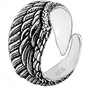 Angel Wings Feather Ring Adjustable Open Design Vintage Retro Style Jewelry For Women Men