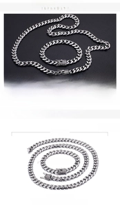 Vue détaillée du set chaîne cubaine 15mm en acier avec dimensions du collier et du bracelet