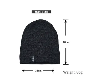 Winter chenille knit beanie with neck warmer set featuring fleece lining and sports label