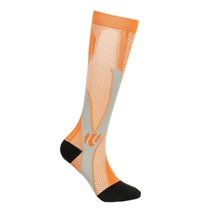 Orange and black compression sports socks with knit texture for outdoor cycling and running