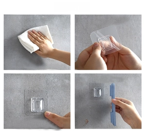 Detailed four-step installation guide for wheat straw soap dish adhesive sticker hook