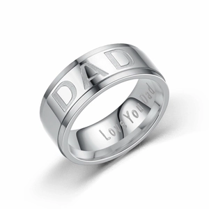 Bague Papa en Acier Inoxydable Gravée Love You Dad Alliance pour Hommes Cadeau pour la Fête des Pères Bijoux Noir Or Rose
