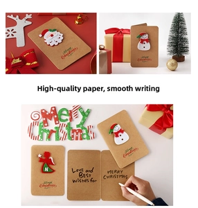 Handmade kraft paper Christmas cards with felt Santa and snowman 3D decorations