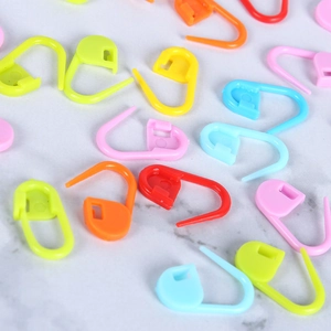 Colorful plastic U-shaped stitch markers for DIY knitting and sewing crafts