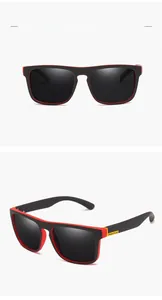 Macro detail of sport sunglasses featuring a bold red and matte black frame with polarized logo