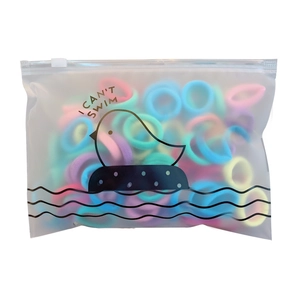Colorful high elasticity hair ties set in a frosted matte zipper pouch for women