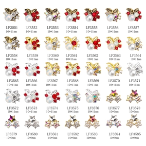 35 assorted alloy nail charms with pearls and red rhinestones for DIY manicure art