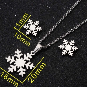 Winter-Schmuckset mit silberner Schneeflocken-Halskette und Ohrsteckern auf dunklem Grund