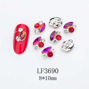 Macro shot of 8x10mm K9 horse eye mixed nail art rhinestones with metal edges