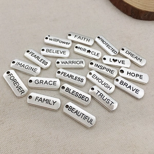 Assorted silver inspirational rectangular metal alloy charms for DIY jewelry making